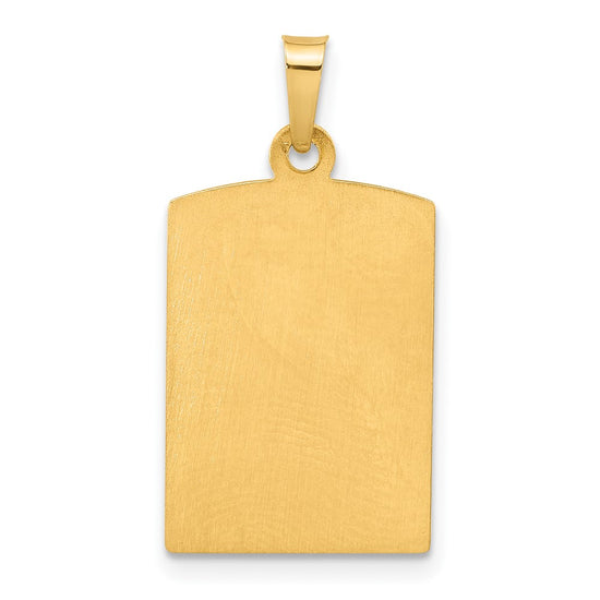 14K Polished and Satin Rectangular Hollow St. Christopher Medal Pendant