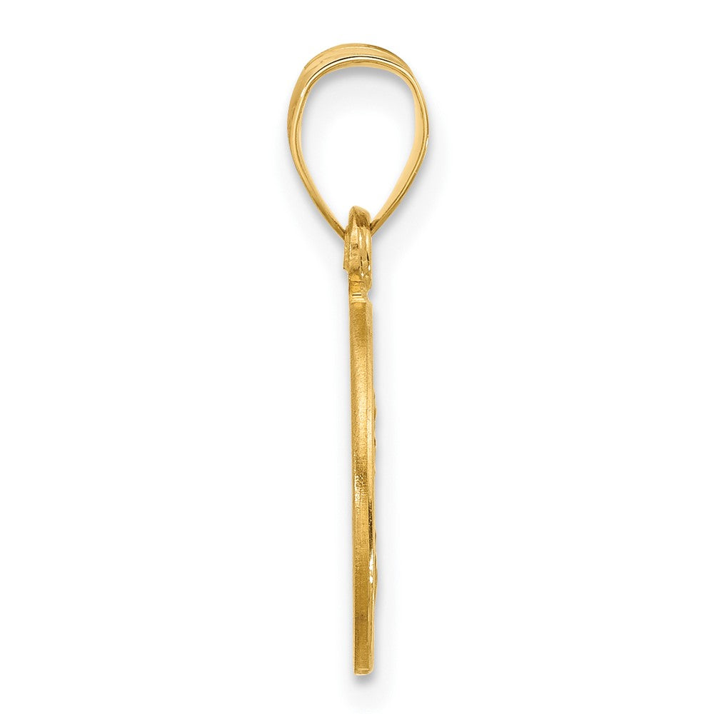 14k Polished and Satin Solid St Joseph Medal Round Pendant