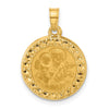 14K Polished and Satin Hollow St. Joseph Medal Round Pendant