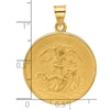 14k Polished and Satin Solid Large St. Michael Medal Round Pendant