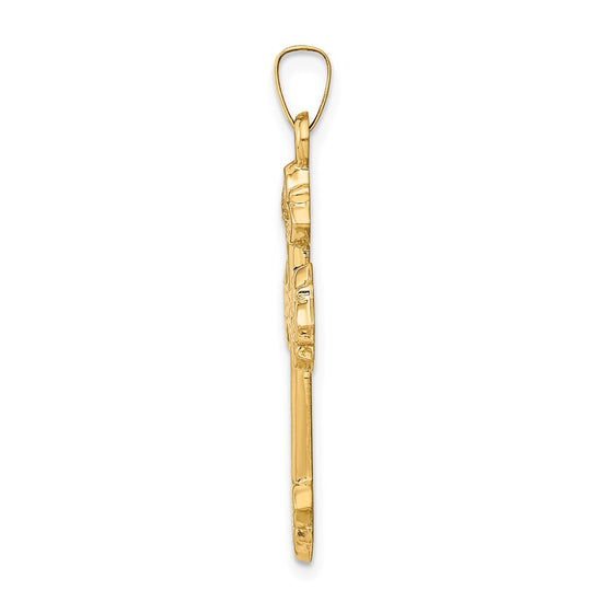 14k Budded Hollow Cross Pendant