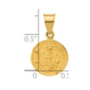 14k Polished and Satin Solid St. Michael Medal Round Pendant