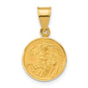 14k Polished and Satin Solid St. Michael Medal Round Pendant