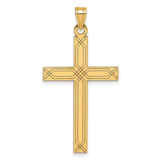 Gold Flat Laser Design Latin Cross Pendant