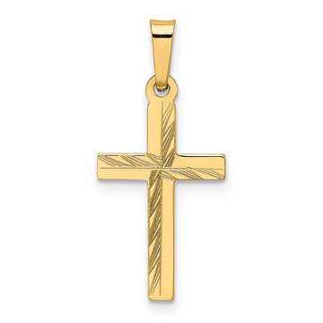 14k Diamond-cut Small Hollow Cross Pendant