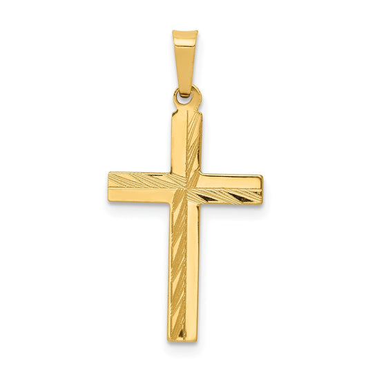 14k Diamond-cut Hollow Cross Pendant