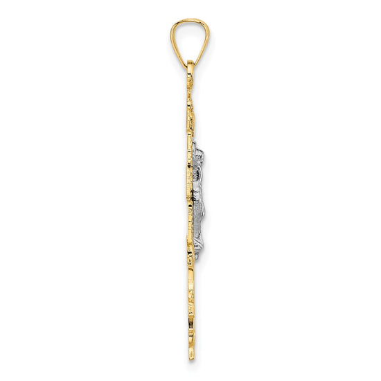 14k Two-tone Cara Vaca Crucifix Pendant