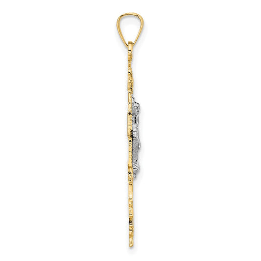 14k Two-tone Cara Vaca Crucifix Pendant