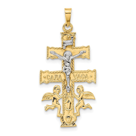 14k Two-tone Cara Vaca Crucifix Pendant