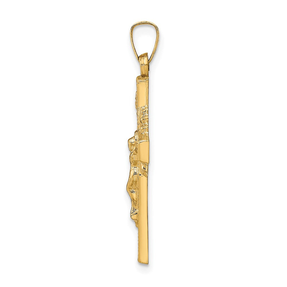 14k INRI Hollow Iona Crucifix Pendant