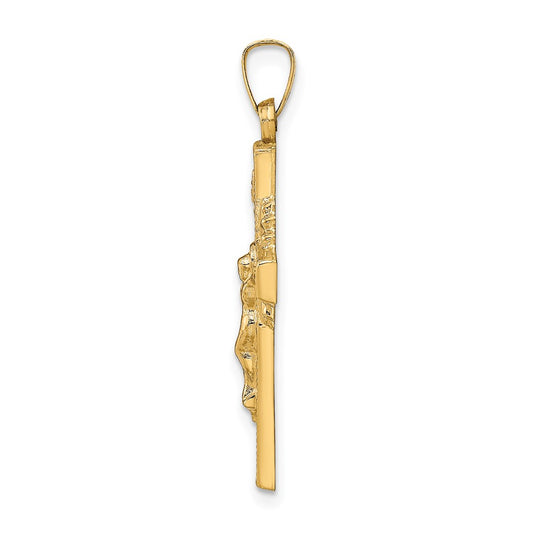 14k INRI Hollow Iona Crucifix Pendant