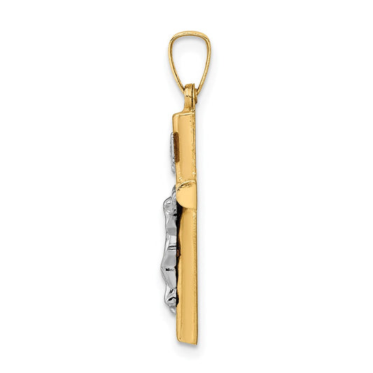 14k Two-tone INRI Crucifix Pendant