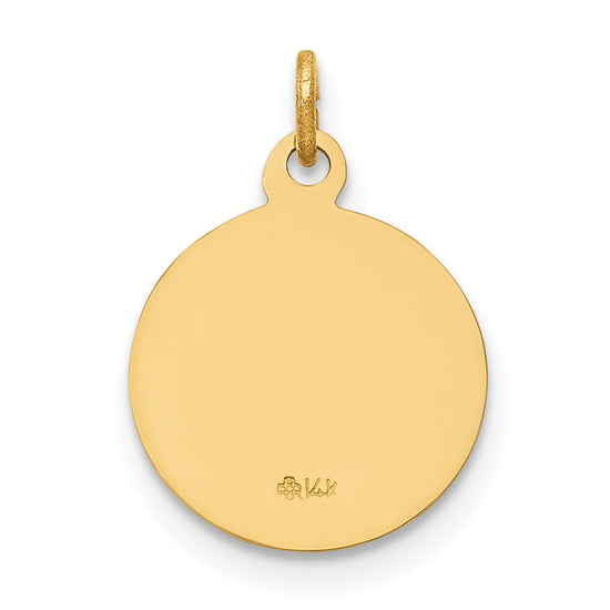 14k Polished and Satin Solid Our Guardian Angel Medal Charm
