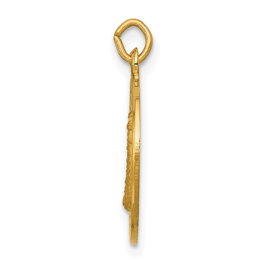 14k Polished and Satin Solid Our Lady of Loreto Medal Round Charm
