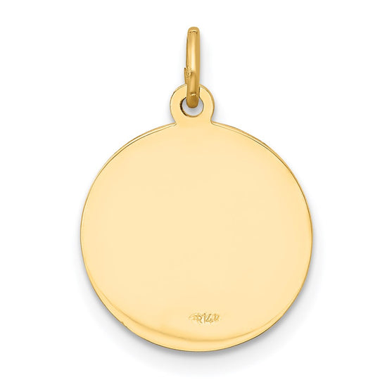 14k Polished and Satin Solid Our Lady of Loreto Medal Round Charm