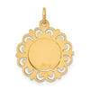 14k Polished and Satin Solid Infant of Prague Medal Scalloped Edge Round Charm