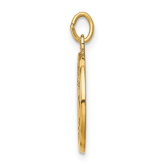 14k Polished and Satin Solid Jesus, Mary, Joseph Medal Round Charm