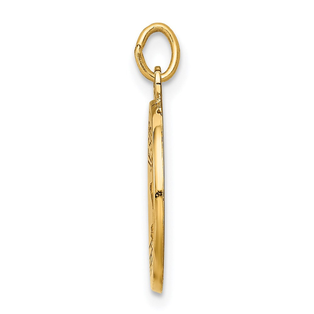 14k Polished and Satin Solid Jesus, Mary, Joseph Medal Round Charm