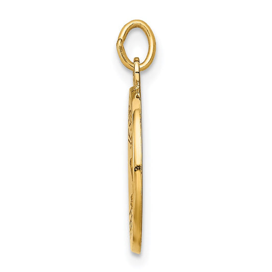 14k Polished and Satin Solid Jesus, Mary, Joseph Medal Round Charm