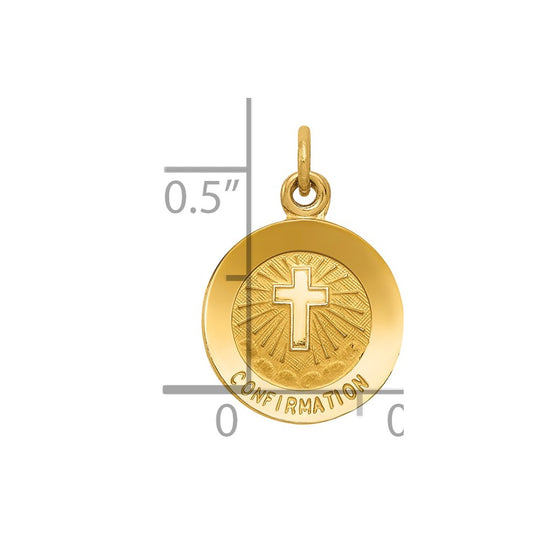 14k Polished and Satin Solid CONFIRMATION with Cross Charm