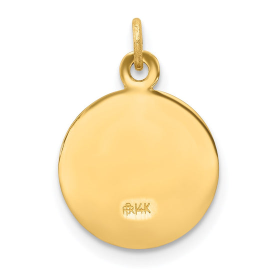 14k Polished and Satin Solid FIRST HOLY COMMUNION Medal Round Charm