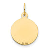 14k Polished and Satin Solid HOLY COMMUNION Diamond-cut Edge Round Disc Charm