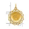14k Polished and Satin Solid Saint Christopher Medal Scalloped Edge Round Charm
