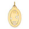 14k Polished and Satin Solid Cut-out Saint Christopher Medal Oval Pendant