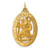14k Polished and Satin Solid Cut-out Saint Christopher Medal Oval Pendant
