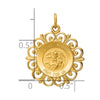 14k Polished and Satin Solid St. Michael Medal Scalloped Edge Round Pendant