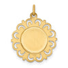 14k Polished and Satin Solid Saint Francis of Assisi Medal Scalloped Edge Round Pendant