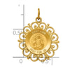 14k Polished and Satin Solid Saint Anne Medal Scalloped Edge Charm