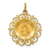 14k Polished and Satin Solid Saint Anne Medal Scalloped Edge Charm
