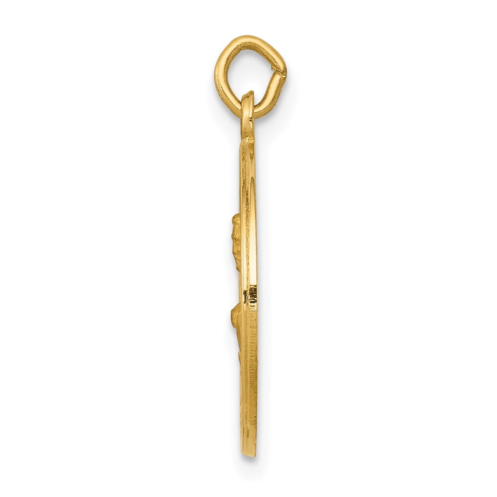 14k Polished and Satin Solid Saint John Medal Round Charm