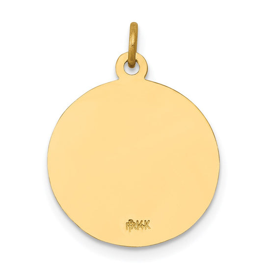 14k Polished and Satin Solid Saint John Medal Round Charm