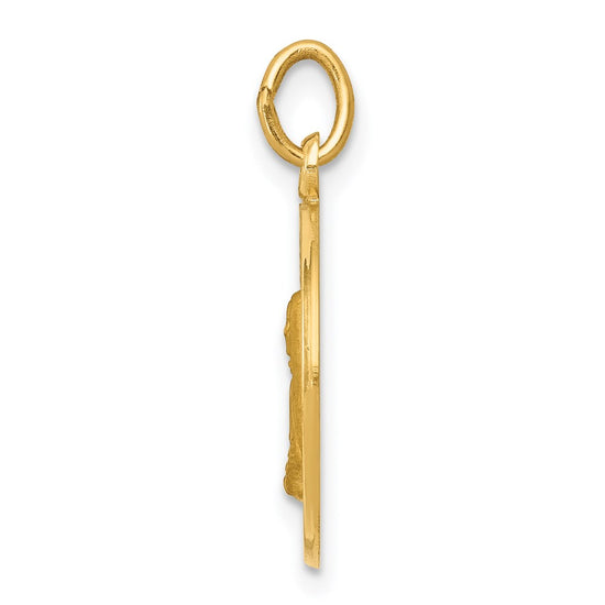 14k Polished and Satin Solid Mother Cabrini Medal Round Charm