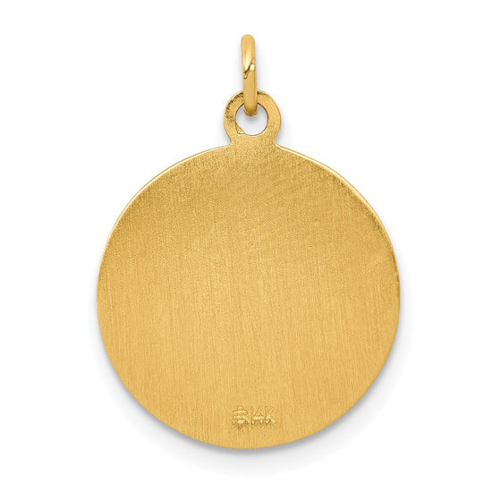 14k Polished and Satin Solid Mother Cabrini Medal Round Charm