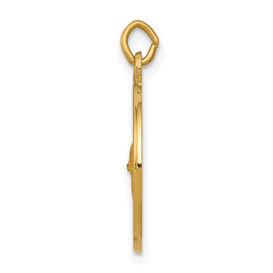 14k Polished and Satin Solid Saint Gerard Medal Round Charm