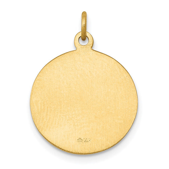 14k Polished and Satin Solid Saint George Medal Round Charm