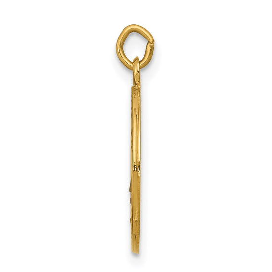 14k Polished and Satin Solid Saint Elizabeth Seton Medal Round Charm