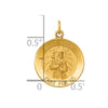 14k Polished and Satin Solid Saint Roch Medal Round Charm