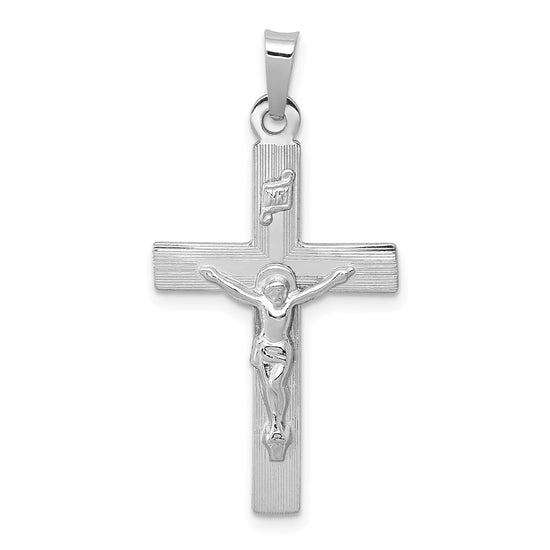 14k White Gold INRI Crucifix Charm