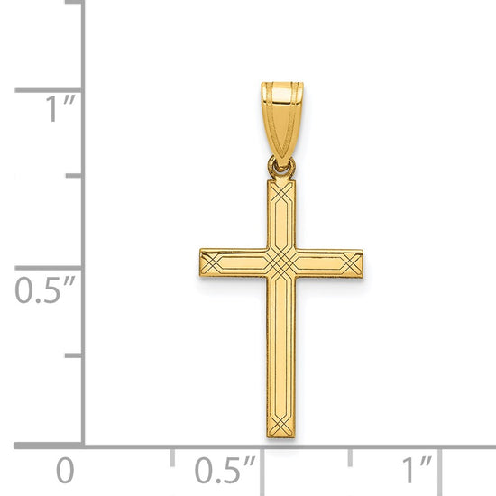 Gold Flat Laser Design Latin Cross Pendant