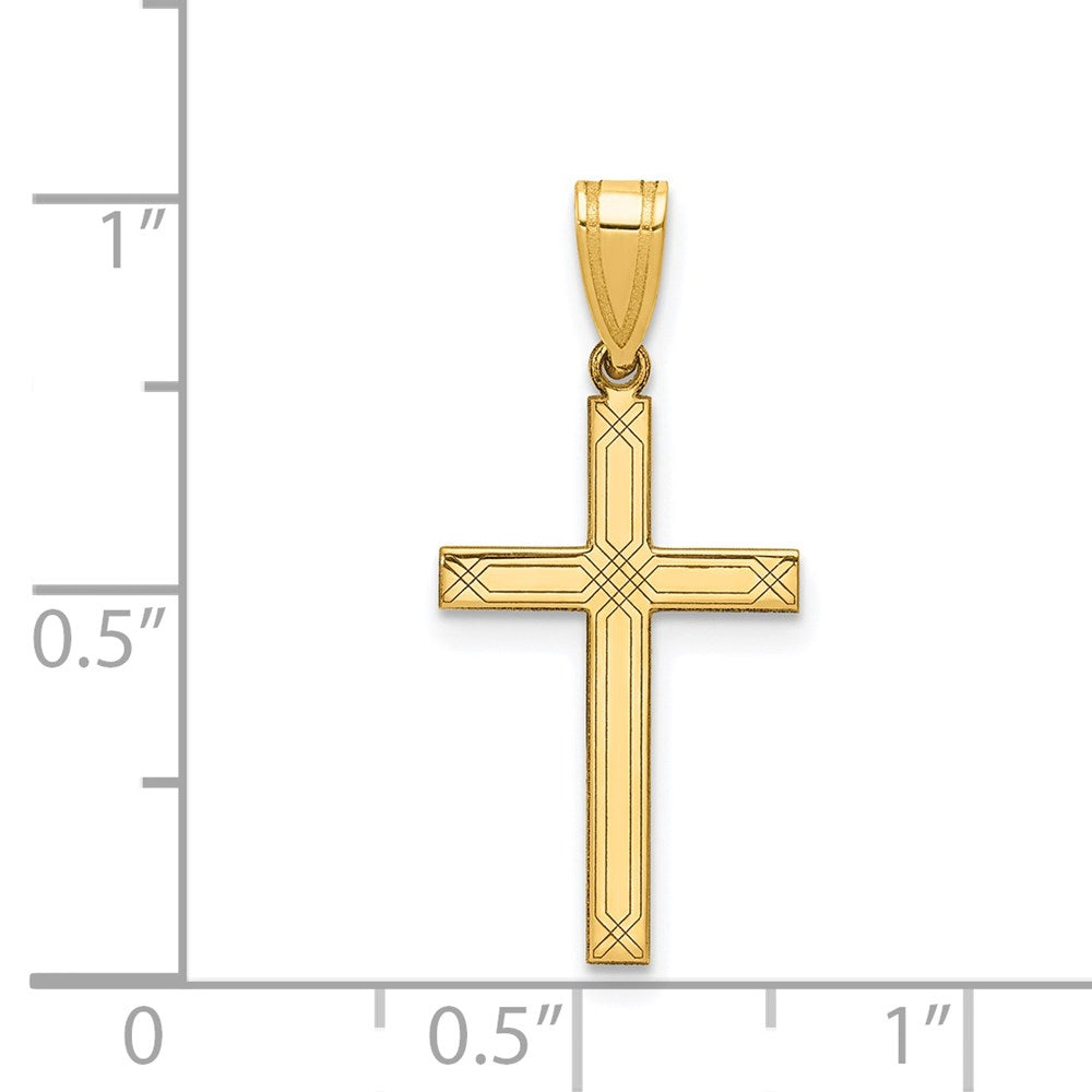 Gold Flat Laser Design Latin Cross Pendant
