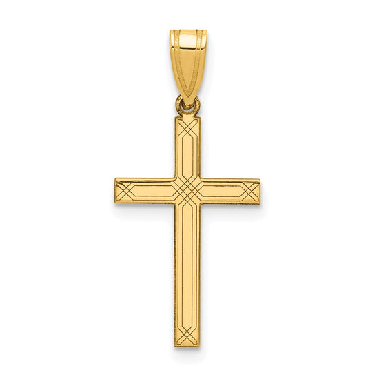 Gold Flat Laser Design Latin Cross Pendant