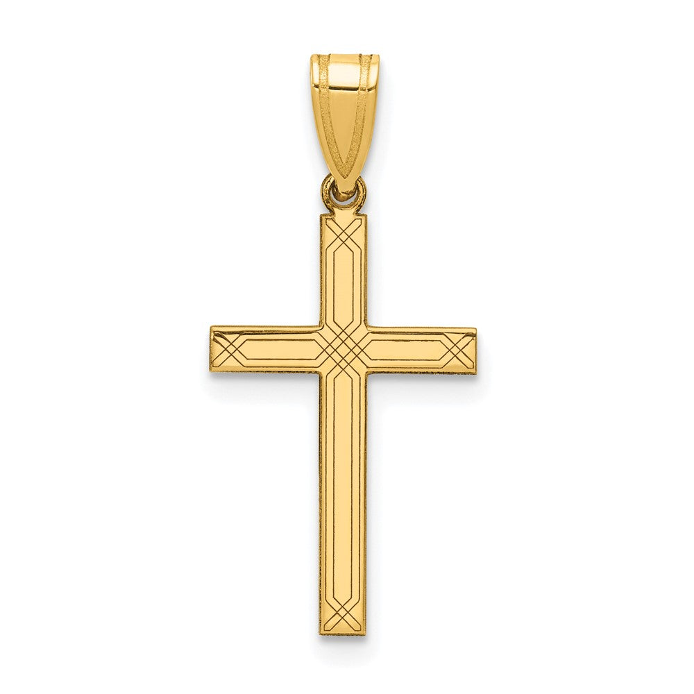 Gold Flat Laser Design Latin Cross Pendant
