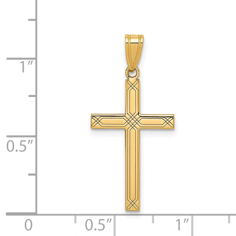 Gold Flat Laser Design Latin Cross Pendant