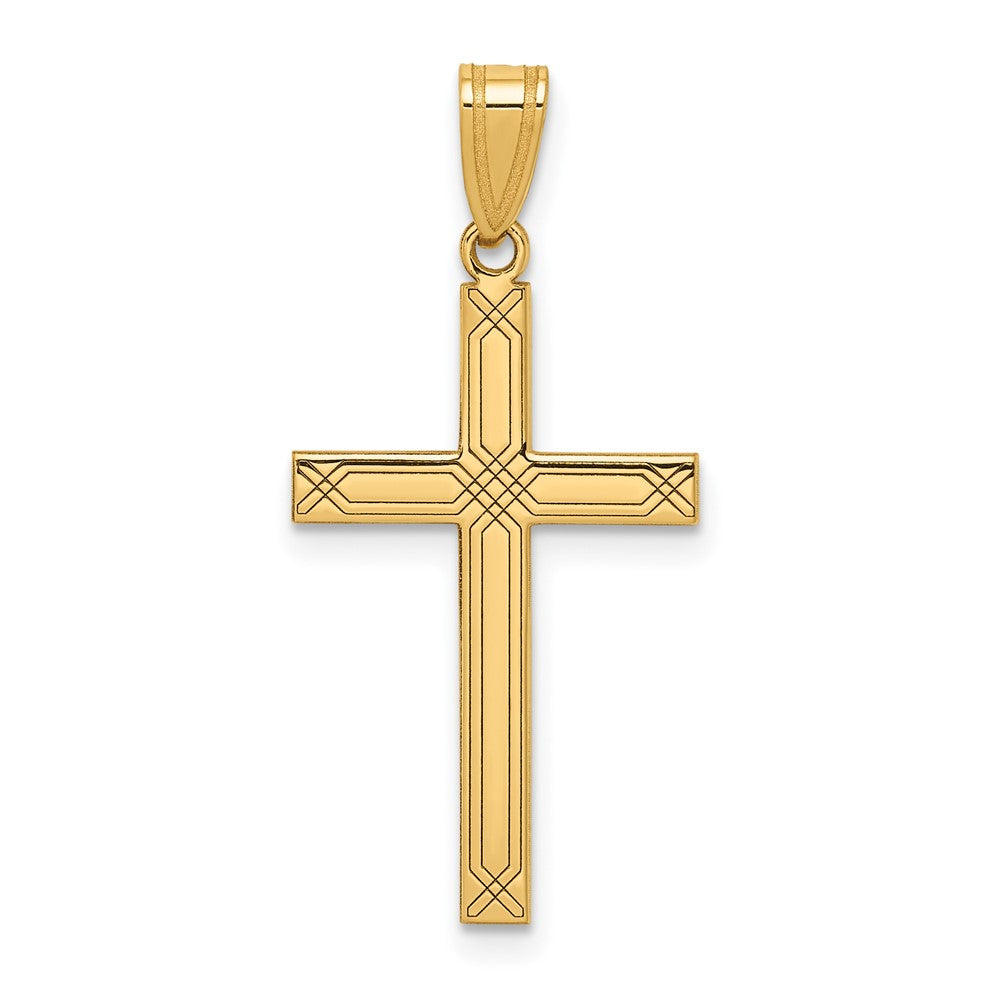 Gold Flat Laser Design Latin Cross Pendant