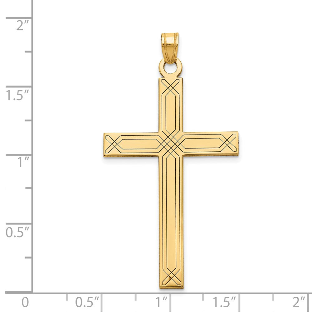 Gold Flat Laser Design Latin Cross Pendant