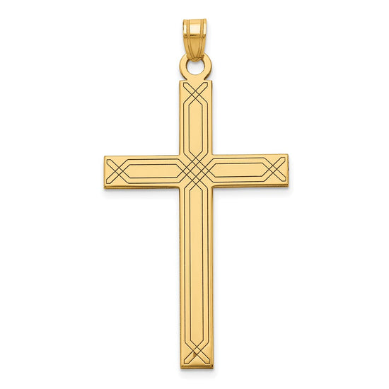 Gold Flat Laser Design Latin Cross Pendant